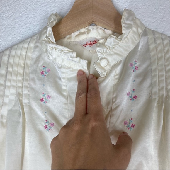 Jodie Arden Vintage Sleep Wear Robe Cream Embroidered Floral Small Pijama - Picture 12 of 16